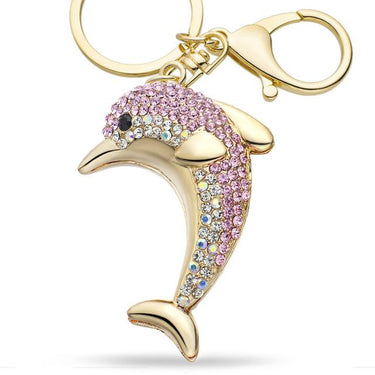 Novelty Lucky Dolphin Crystal Animal Pendant Keychain for Purse & Bag - SolaceConnect.com