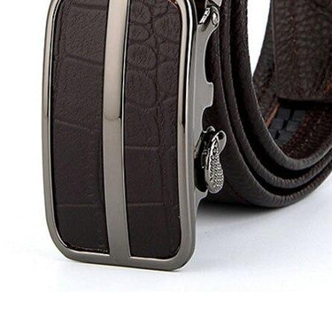 Crocodile Pattern Genuine Leather Belts Automatic Buckle Metal Belt Accessories Men Many Models - SolaceConnect.com