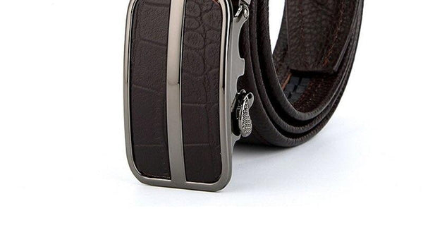 Crocodile Pattern Genuine Leather Belts Automatic Buckle Metal Belt Accessories Men Many Models - SolaceConnect.com