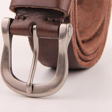 Men's 100% Pure Cow Leather Stripe Male Belts Zinc Alloy Pin Buckle Metal Belt for Men Packed in a - SolaceConnect.com