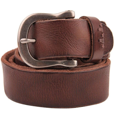 Novelty Style Men's Solid Pattern Cow Leather Zinc Metal Alloy Pin Buckle Belt  -  GeraldBlack.com