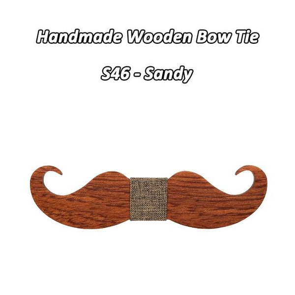 Novelty Style Mustache Old School Fashion Wood Butterfly Bowtie - SolaceConnect.com