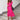 O Neck Pink Pleated Knitted Long Sleeve Ribbed A-Line Midi Dress - SolaceConnect.com