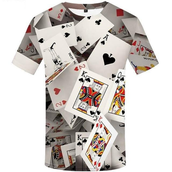 O-Neck T-Shirts with Las Vegas Poker Gambling Playing Cards Print - SolaceConnect.com