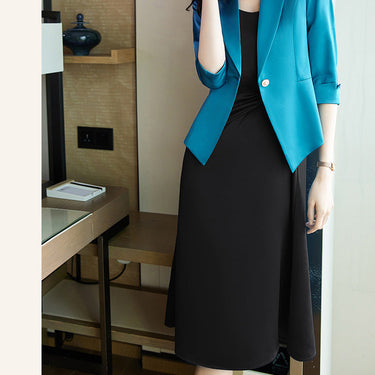 Office Business Women's Puff Sleeves Top Above Knee Skirt Two Piece Suit  -  GeraldBlack.com