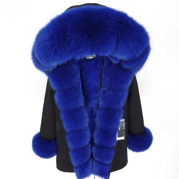 Office Female Fox Fur Collar Thick Warm Zipper Winter Coats & Jackets  -  GeraldBlack.com