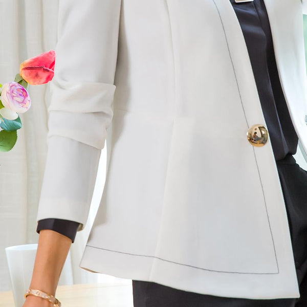 Office Lady's Formal V-Neck Jacket and Bell-bottom Trousers Pant Suit - SolaceConnect.com