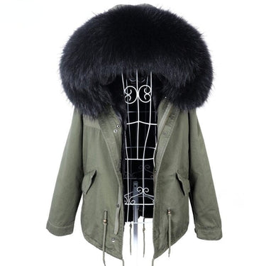 Office Lady Style Long Sleeved Winter Jacket with Natural Raccoon Fur Collar  -  GeraldBlack.com