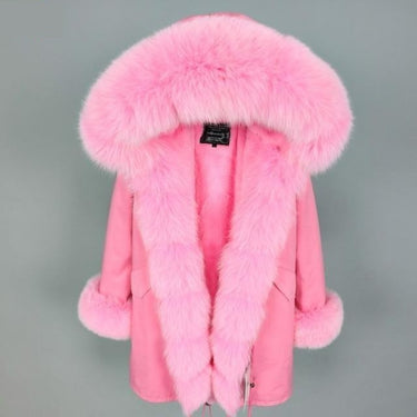 Office Style Slim Women's Solid Fox Fur Zipper Long Winter Coats & Jackets  -  GeraldBlack.com