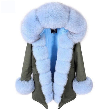 Office Style Women's Solid Fox Fur Long Zipper Slim Winter Coats & Jackets  -  GeraldBlack.com
