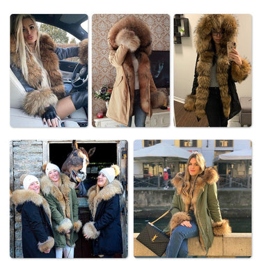 Office Style Women's Solid Fox Fur Zipper Winter Warm Slim Coats & Jackets  -  GeraldBlack.com