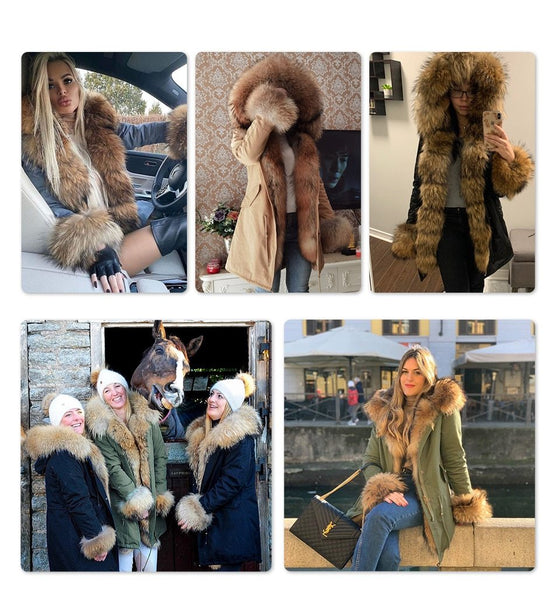 Office Style Women's Solid Fox Fur Zipper Winter Warm Slim Coats & Jackets  -  GeraldBlack.com