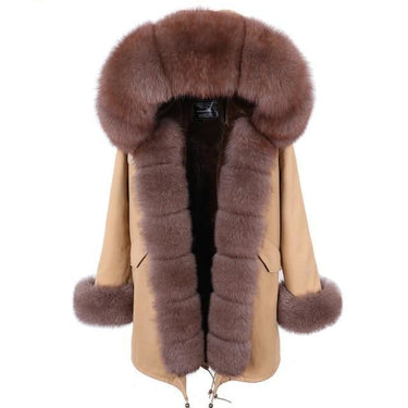 Office Style Women's Solid Zipper Fox Fur Long Slim Winter Coats & Jackets  -  GeraldBlack.com