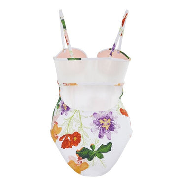 One Piece Floral Print Mesh Back Push up Casual Bodysuit for Ladies  -  GeraldBlack.com