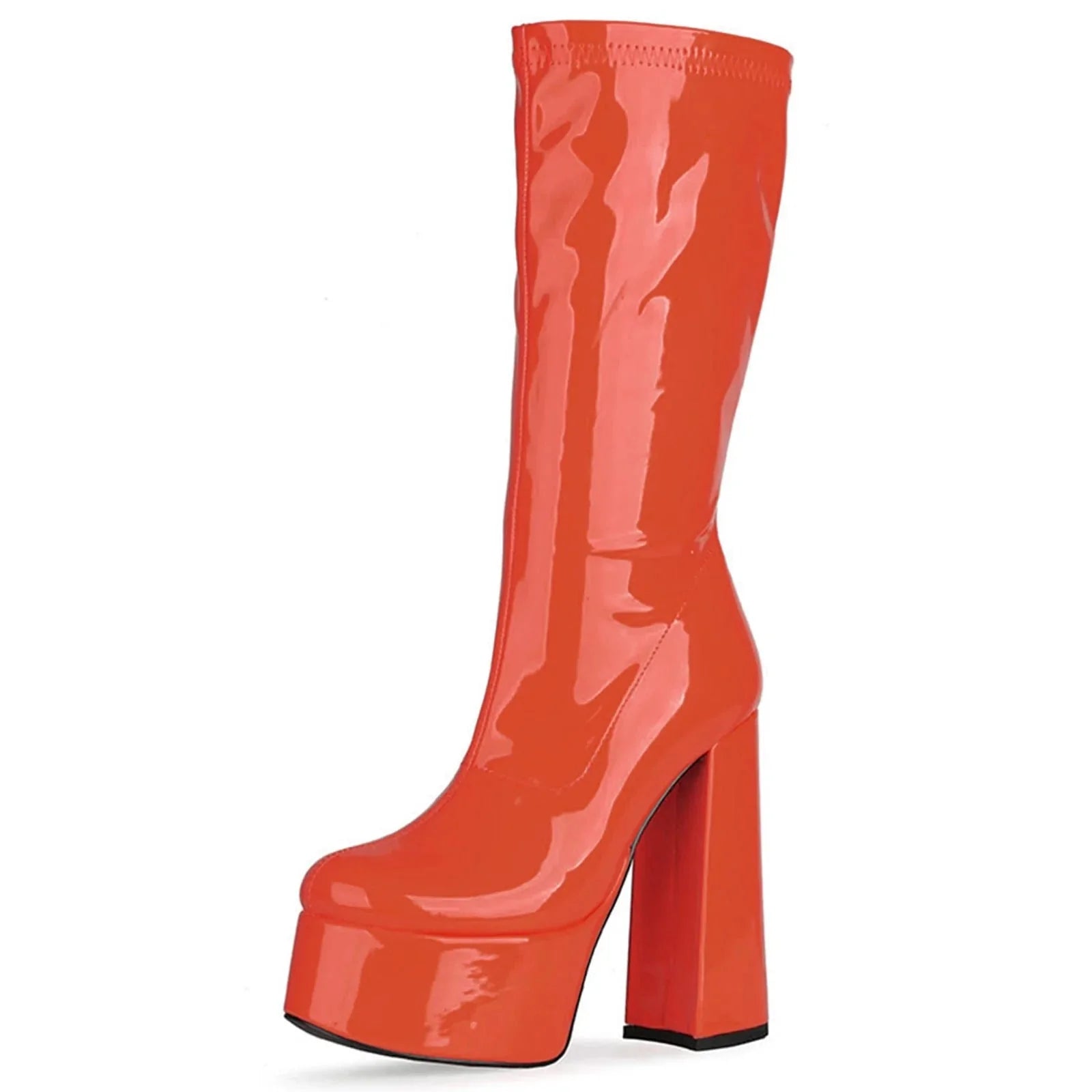 Orange 1 Big Size 43 Women Colorful Platform Boots Sexy Designer High Heel Gothic Shoes  -  GeraldBlack.com