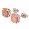 Orange Fire Opal 8mm Silver Plated Fashion Stud Earrings for Women  -  GeraldBlack.com