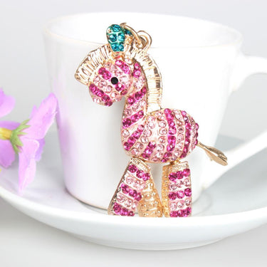 Original Handmade Pink Zebra Horse Rhinestone Crystal Key Chain for Purse  -  GeraldBlack.com