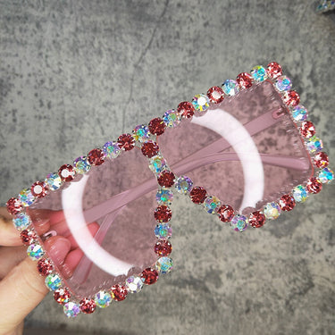 Oversized Glitter Crystal Women Bling Rhinestone Luxury Fashion Shade UV400 Sunglasses  -  GeraldBlack.com