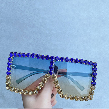 Oversized Hipster Colorful Sunglasses Women Luxury Diamond Bling Crystal Sun Glasses UV400 Stitching Shades Eyewear  -  GeraldBlack.com