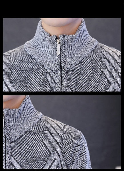 Oversized Korean Style Knitted Cardigan Grey Sweater for Men - SolaceConnect.com