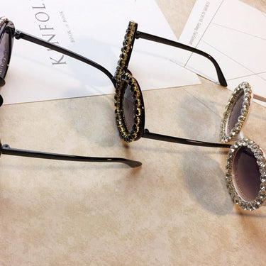 Oversized Rhinestone Round Sunglasses Women Diamond Shiny Glasses Designer Fashion Women Sunglasses Shades UV400  -  GeraldBlack.com
