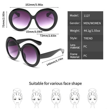 Oversized Round Sunglasses Women Trendy Vintage Gradient Goggle Sun Glasses Fashion Shades Eyewear  -  GeraldBlack.com