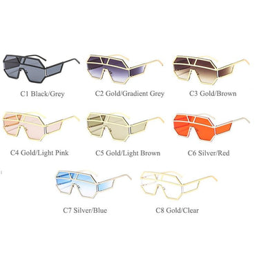 Oversized Square Designer Sunglasses for Women with One Piece Lens - SolaceConnect.com