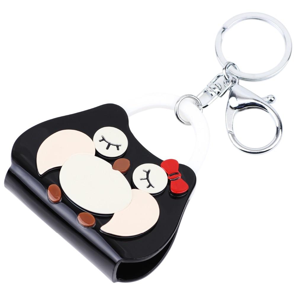 Owl Pattern Bag Shape Acrylic Key Chain Key Ring Charm for Women - SolaceConnect.com