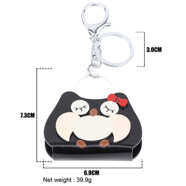Owl Pattern Bag Shape Acrylic Key Chain Key Ring Charm for Women - SolaceConnect.com