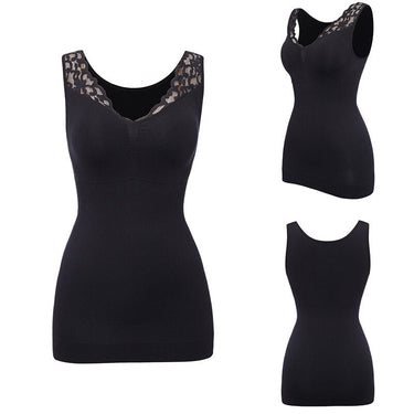 Padded Shapewear Tank Tops Women Tummy Control Smooth Slim Body Shapers Seamless Camisole With  -  GeraldBlack.com