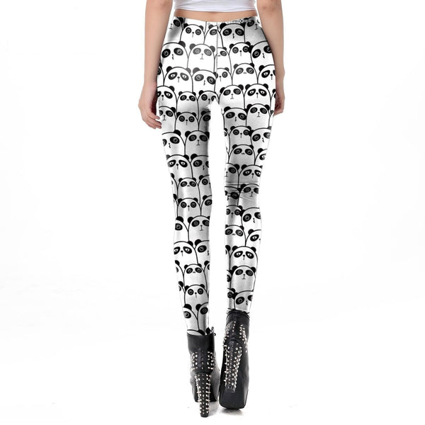 Panda Print Mid Waist Elastic Women Leggings and Fitness Pants for Workout - SolaceConnect.com