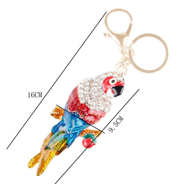 Parrot Bird Crystal Rhinestone Charm Purse Pendant & Key Chain - SolaceConnect.com