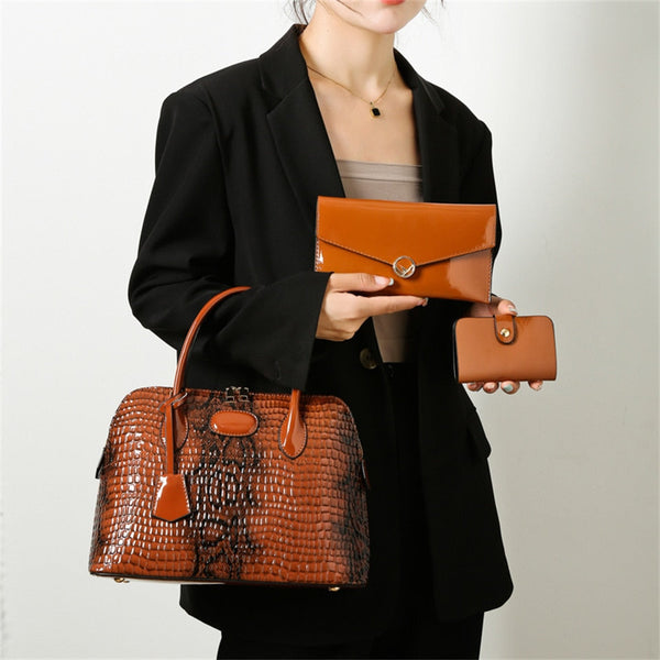Patent Leather Alligator Crossbody Bag Shoulder Messenger Sac Luxury Handbags Bags Designer  -  GeraldBlack.com