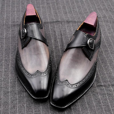 Patina Double Monk Straps Buckle Full Grain Calf Leather Square Toe Shoes - SolaceConnect.com