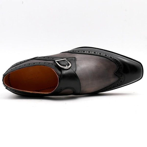 Patina Double Monk Straps Buckle Full Grain Calf Leather Square Toe Shoes - SolaceConnect.com