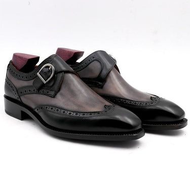 Patina Double Monk Straps Buckle Full Grain Calf Leather Square Toe Shoes  -  GeraldBlack.com