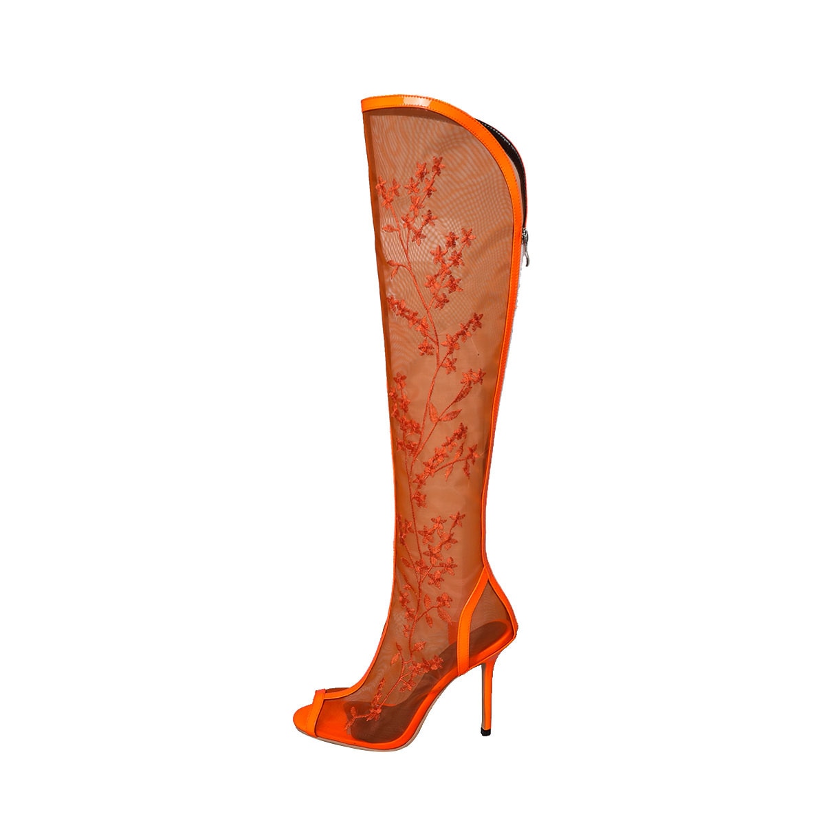 Women's Sexy Floral Peep Toe High Heel Zipper Over The Knee Boots 1 Women's Sexy Floral Peep Toe High Heel Zipper Over The Knee Boots