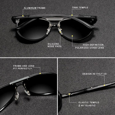 Pilot Style Men's Aluminum Frame Polarized UV400 Driving Sunglasses Goggle - SolaceConnect.com