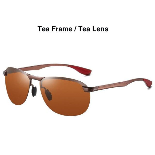Pilot Style Men's Aluminum Frame UV400 Polarized Driving Sunglasses - SolaceConnect.com