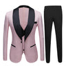 Pink Black Blazer Vest Pants Groom Wedding Slim Fit Tuxedos For Men Groomsmen Suit Formal Party  -  GeraldBlack.com