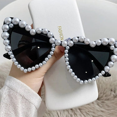 Pink Cat Eye Heart Shaped Sunglasses For Women Pearl Decor Glam Sun Glasses Retro Hip Hop Cool Eyewear  -  GeraldBlack.com