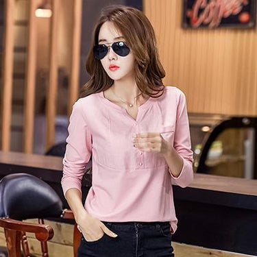 Pink Fashion Chemise Women’s Blouse with Patchwork Pattern - SolaceConnect.com