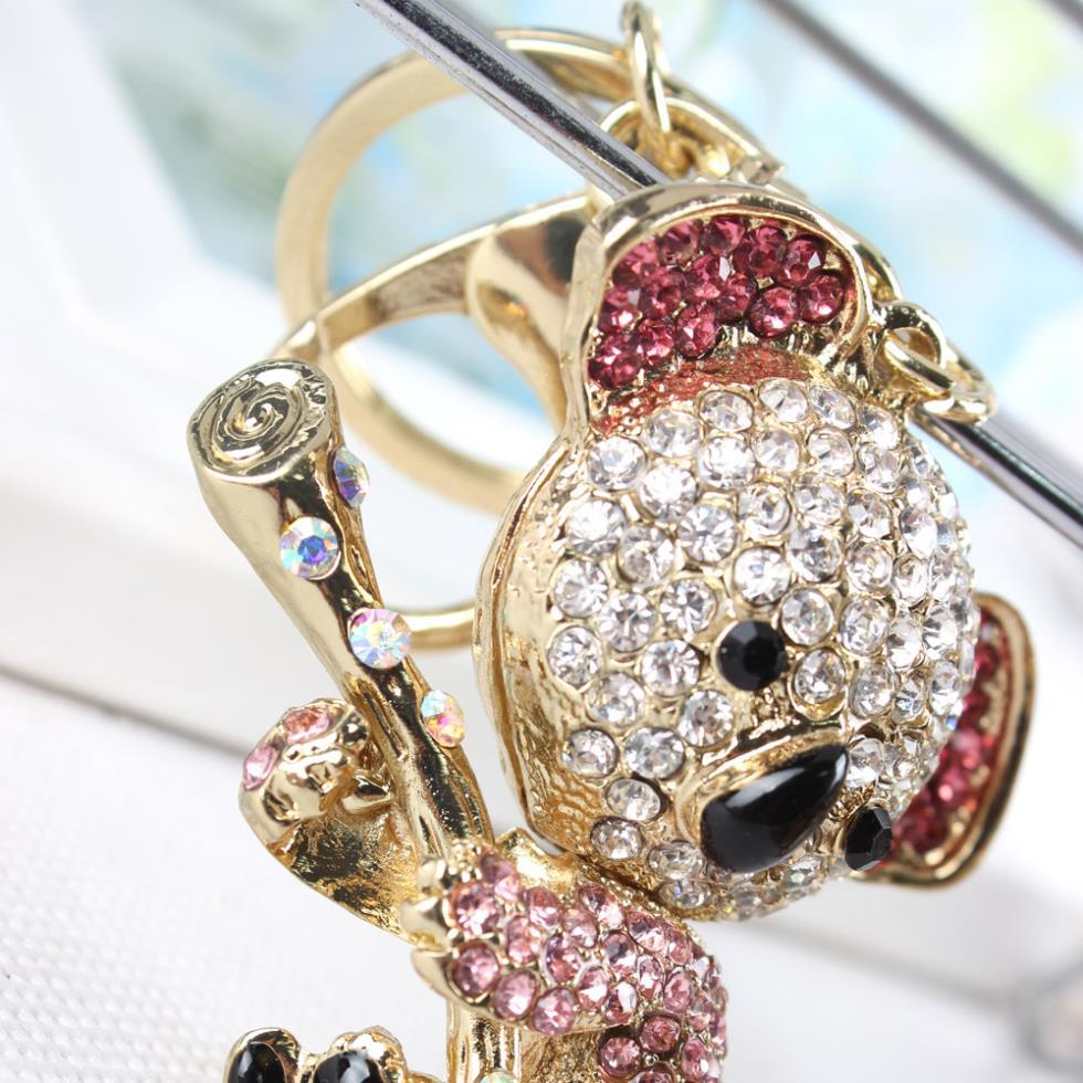 Pink Koala Bear on Tree Charm Crystal Pendant Keychain for Women Purse Bag  -  GeraldBlack.com