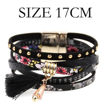 Pink Leather Boho Style Magnet Clasp Charm Bracelet for Women - SolaceConnect.com