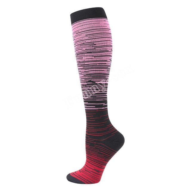 Pink Red Unisex Arrow Pattern Compression Outdoor Thigh High Tube Socks  -  GeraldBlack.com