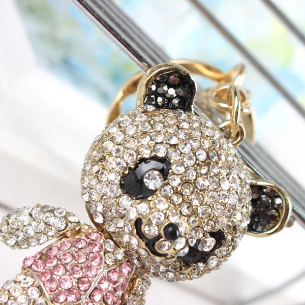 Pink Skirt Panda Crystal Rhinestone Purse Pendant & Jewelry Key Chain - SolaceConnect.com