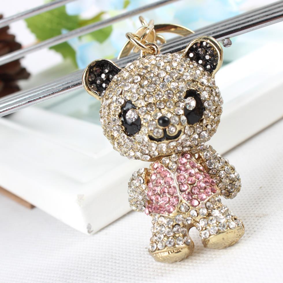 Pink Skirt Panda Crystal Rhinestone Purse Pendant & Jewelry Key Chain  -  GeraldBlack.com