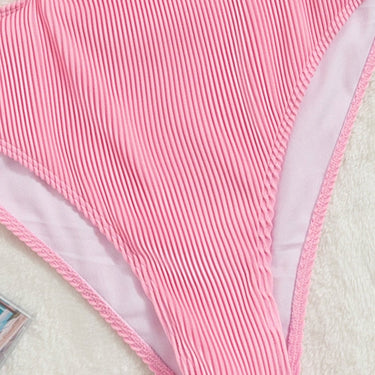 Pink Striped High Cut Push Up One Piece Bathing Swimsuit for Women  -  GeraldBlack.com