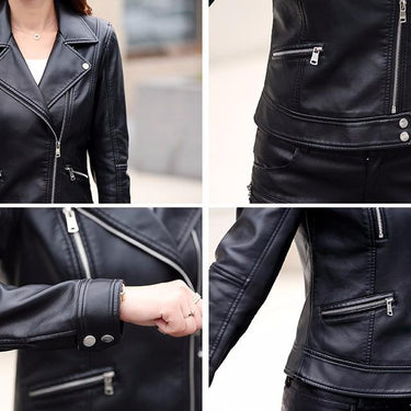 Pinky Is Black Plus Size S-3XL Fashion Women's Leather Slim Short Coat - SolaceConnect.com