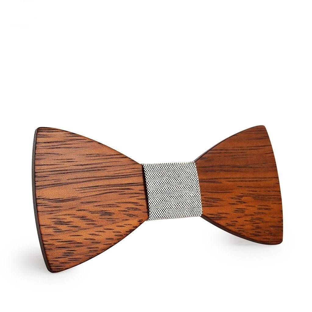 Plaid Butterfly Design Wooden Gravata Bowtie Necktie for Wedding Groom  -  GeraldBlack.com